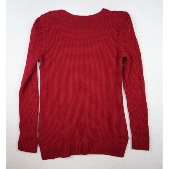 JEANNE PIERRE - WOMEN'S DARK RED COTTON PULLOVER TUNIC SWEATER - SIZE M - Picture 7 of 8